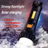 Solar Rechargeable Multi Function 1000 Lumens LED Flashlight with Emergency-TI00775-Veeddydropshipping